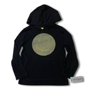 NWT Boys’ XS Black Hoodie Sweatshirt Holographic Emoji Smiley Face Thumbs Up New